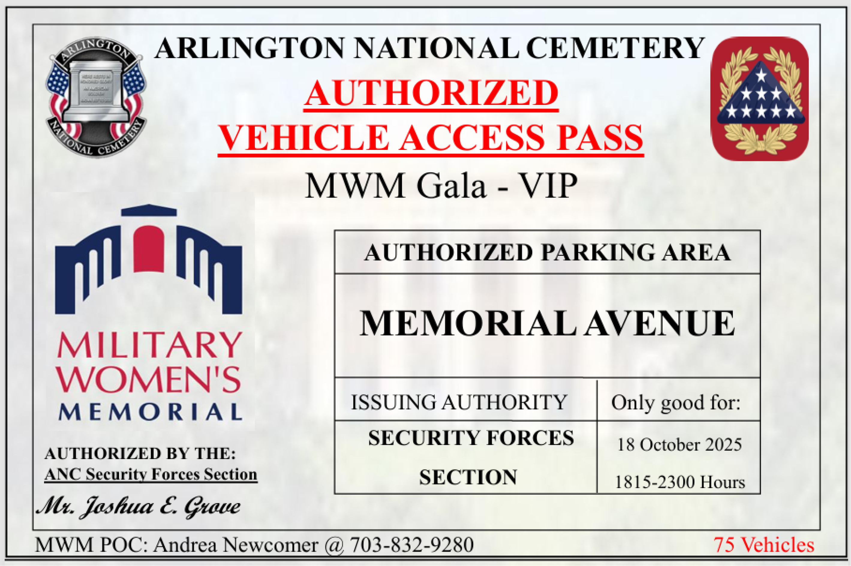 vip parking pass